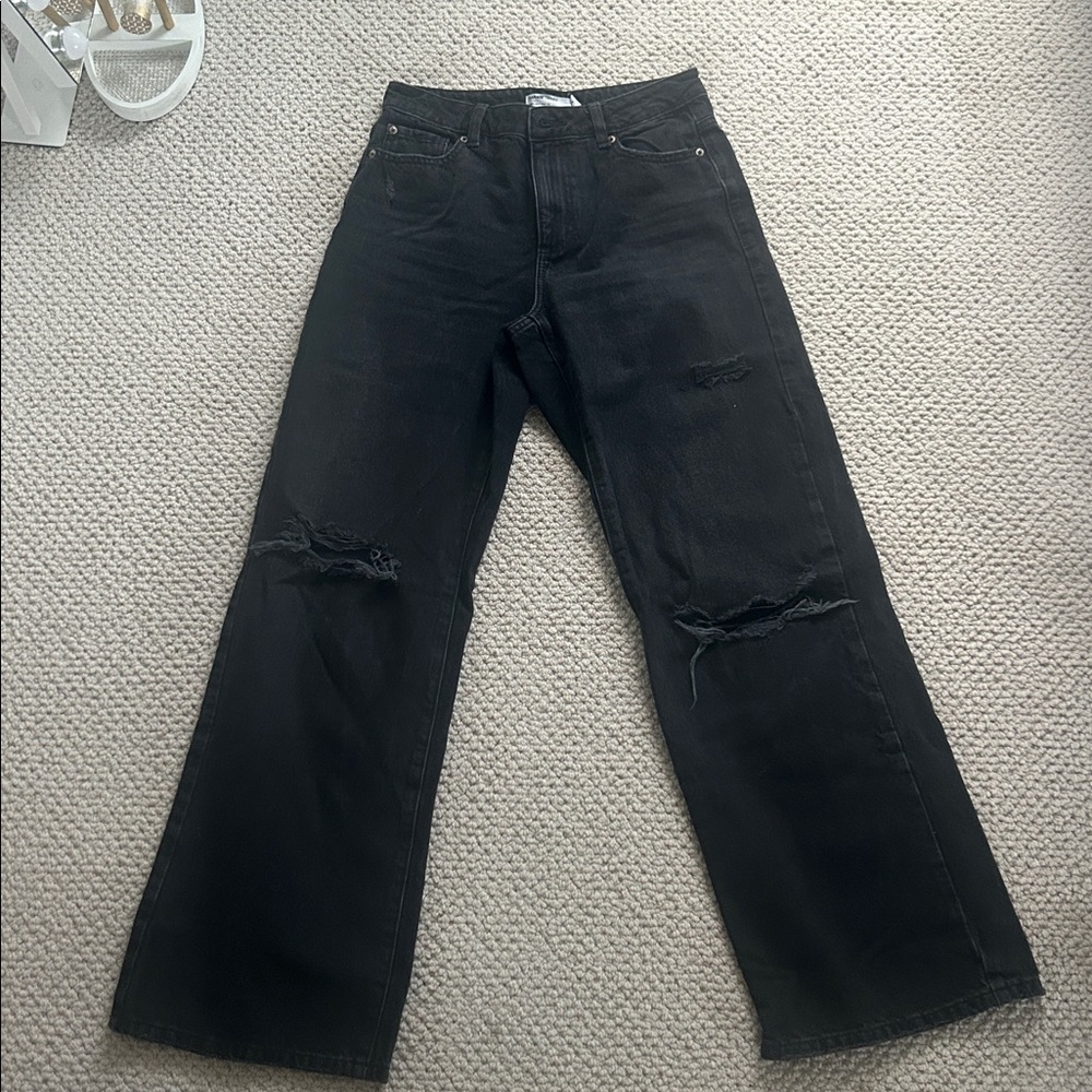 Garage black wide leg jeans